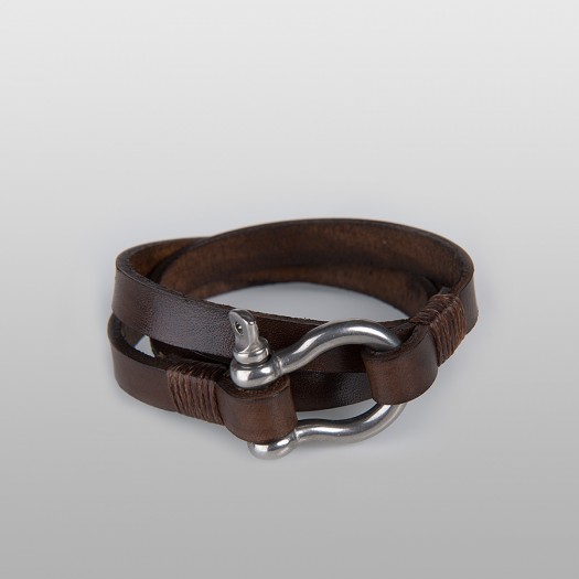 Leather wrap bracelet (Brown)