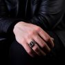 BigBlackMaria a073 Skull University Ring on male model.