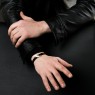 Oz Abstract Tokyo LGH-Sv Lightning design leather bracelet on male model.