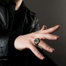 STS R22 Skull Ring Brass & Silver on male model.