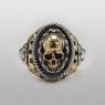 STS R31 Skull Ring Brass and Silver front view.