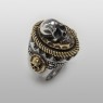 STS R31 Skull Ring Silver & Brass up right.