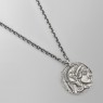 Oz Abstract Tokyo P1900 Athene and her pet owl coin silver necklace right view.