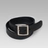 Black leather belt with silver buckle by Oz Abstract Tokyo.