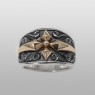 Cross ring from silver and gold.