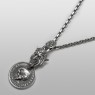 Lucifer and skull coin necklace by Solid Traditional Silver.