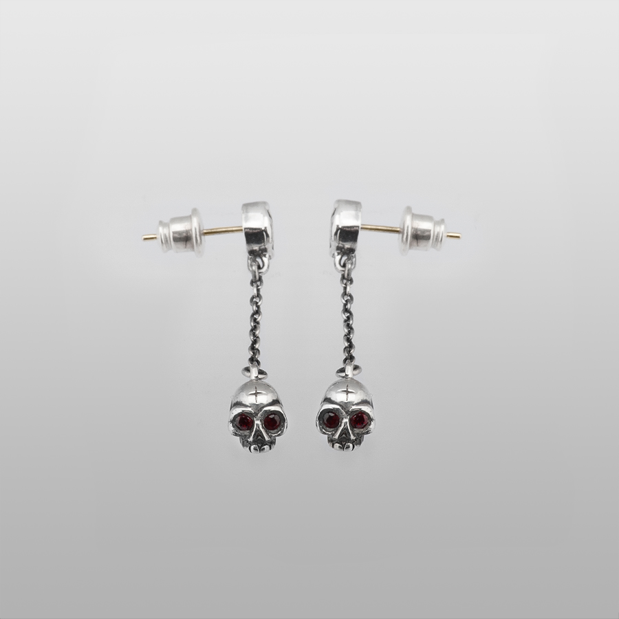 Skull Rose Redgarnet Pierces Ear Cuffs By Oz Abstract