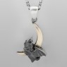 BoozeBird bd037 Moon & Bat Necklace vertical view.