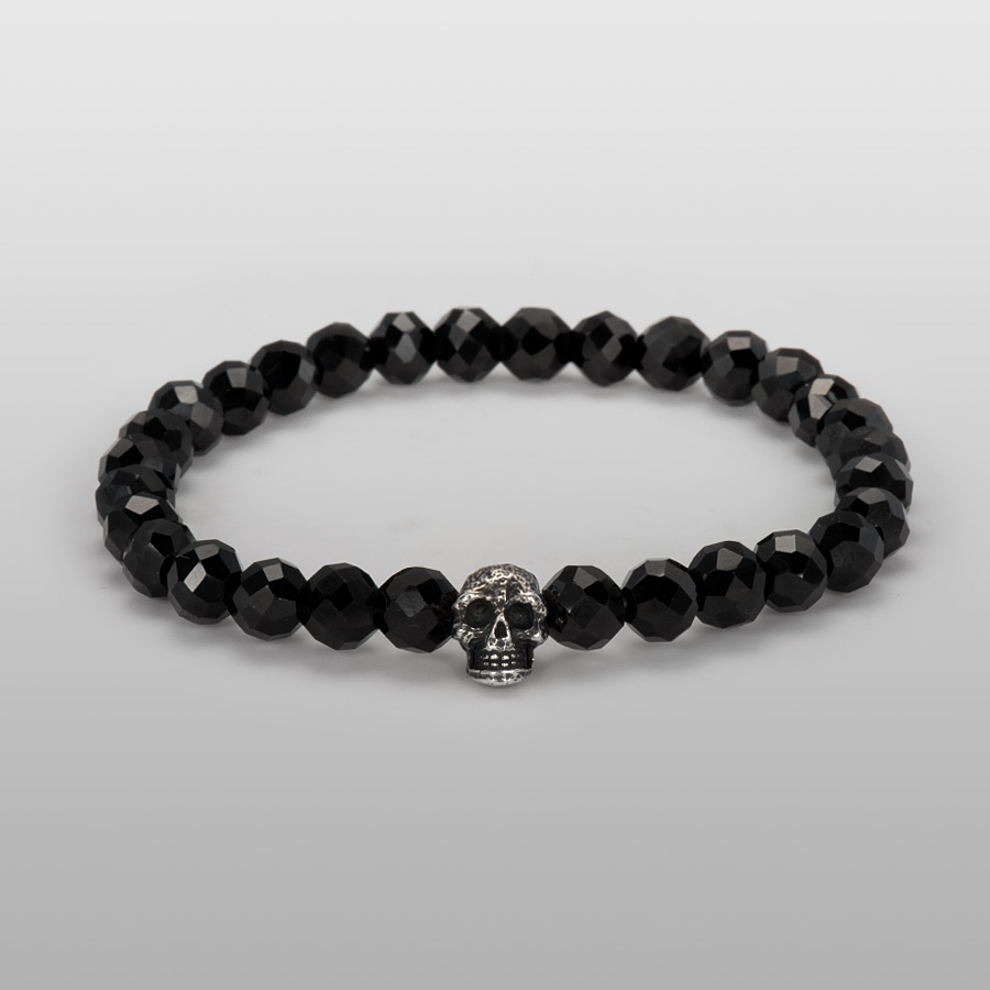 フリップスカル（銀）（6mmオニキス） | ブレスレット＆バングル by