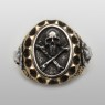STS R22 Skull Ring Brass & Silver front view.