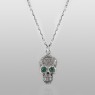 STS Solid Traditional Silver PE18GrCZ Skull Pendant vertical view.