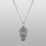 STS Solid Traditional Silver PE18WCZ Skull Pendant vertical view.