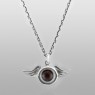 Oz Abstract Tokyo brown eyeball necklace vertical view.