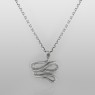 Oz Abstract Tokyo Trust silver snake necklace with ruby P1961RB vertical view.