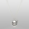 small silver skull charm necklace sai030 by Saital vertical view.