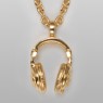 Sterling Silver headphones necklace plated with 18K Yellow gold. Hip-Hop jewelry by Oz Abstract Tokyo.