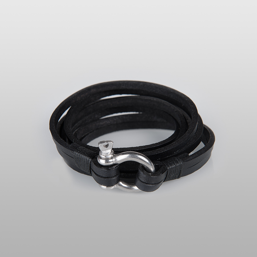 Leather wrap bracelet (Black)