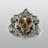 Skull and crown silver ring by BigBlackMaria.