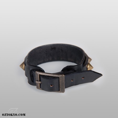 00s Archive スタッズ 青 ストーン レザー ブレスレット スタッズ ブレスレット レザー ラインストーン ブラック クリア