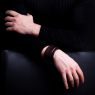 Oz Abstract Tokyo original hand made double stud wrist band. Dark Brown color on male model.