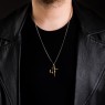 M`s Collection NS028 cross and anchor brass necklace on male model.