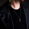 M`s Collection NS028 cross and anchor brass necklace on male model.