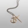 M`s Collection NS028 cross and anchor brass necklace front view.