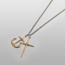 M`s Collection NS028 cross and anchor brass necklace left view.