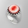 Oz Abstract R585-ALB Evil Eye ring up left view.