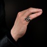 Oz Abstract R591RB Trust Ring on male model.