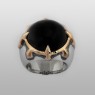 Oz Abstract R9329 Cardinal ring with Onyx up front view.