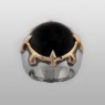 Oz Abstract R9329 Cardinal ring with Onyx up front view.