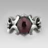 Oz Abstract R455 Spade ring with Garnet front view.