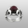 Oz Abstract R455 Spade ring with Garnet up straight view.