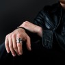 Kalico Lucy one of a kind ring 120719-7 on male model.