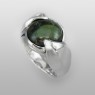 Magische Vissen OZ-Moldavite-R one of a kind ring up left view.