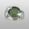 Magische Vissen OZ-Moldavite-R one of a kind ring up straight view.