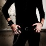 Oz Abstract Tokyo original hand made double buckle wrist band. On male model. 