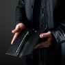 BigBlackMaria Long wallet black DS043r on male model.