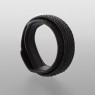 Oz Abstract Tokyo original hand made single stud wrist band. Black snake skin color side view. 