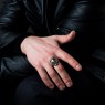 BigBlackMaria a189 Crown Skull ring on male model.