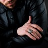 BigBlackMaria a189 Crown Skull ring on male model.