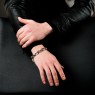 Oz Abstract Tokyo Br9325 Gold Tips Onyx Bracelet on male model.