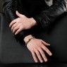 Oz Abstract Tokyo Br9325 Gold Tips Garnet Bracelet on male model.
