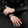 Oz Abstract Tokyo Cro-Br Cross design leather bracelet on mail model.