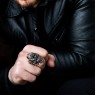 STS R20 Silver Skull Ring on male model.