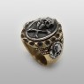 STS R22 Skull Ring Brass & Silver up left view.