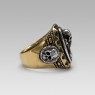 STS R22 Skull Ring Brass & Silver profile view.