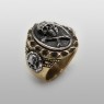 STS R22 Skull Ring Brass & Silver up right view.