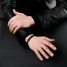 Oz Abstract Tokyo Str-Sv Star design leather bracelet front view.